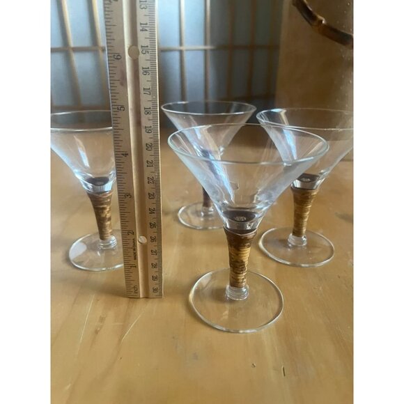 Set Of 4 Carl Auböck MCM Glasses w/ Cane Wrapped Stems Cordial Martini HTF READ - Picture 5 of 8